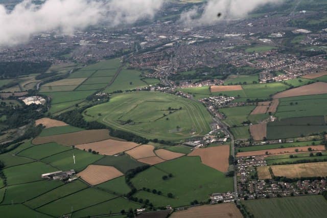 Aerial view of Carlisle and its racecourse